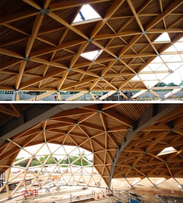 Unstrained gridshell roof at The Pods sports academy, Scunthorpe | EngineeringSkills.com