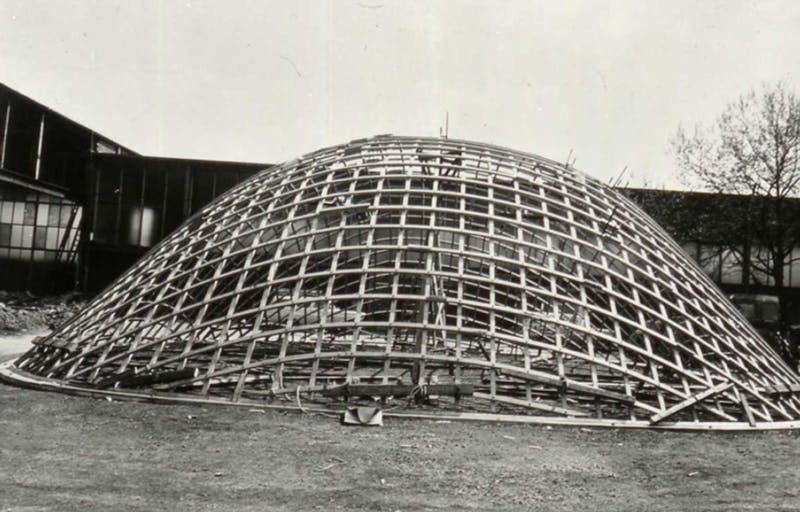 The timber gridshell at Essen being raised into position | EngineeringSkills.com