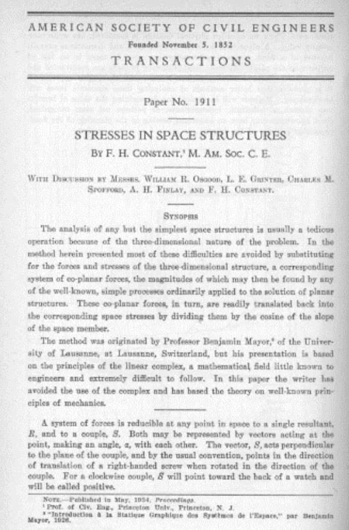 Stresses in Spatial Structures (1934) | EngineeringSkills.com