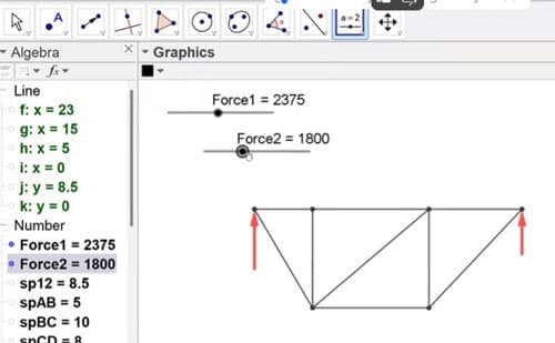 Force arrow sliders added to the 2D canvas. | EngineeringSkills.com